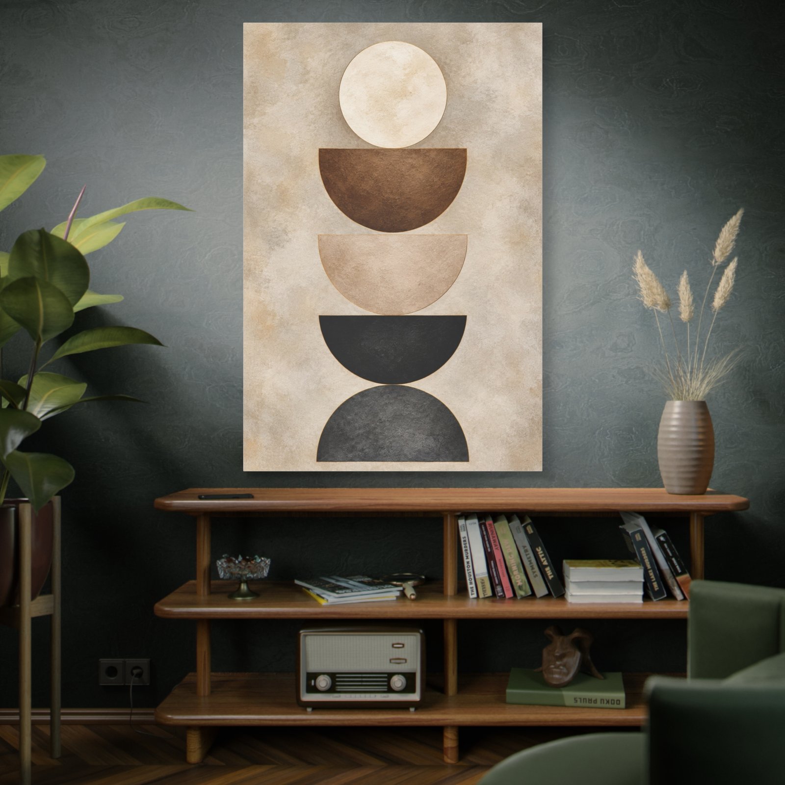 Abstract Stacked Semi-Circles Matte Canvas Wall Art — Neutral Boho Decor - Image 5