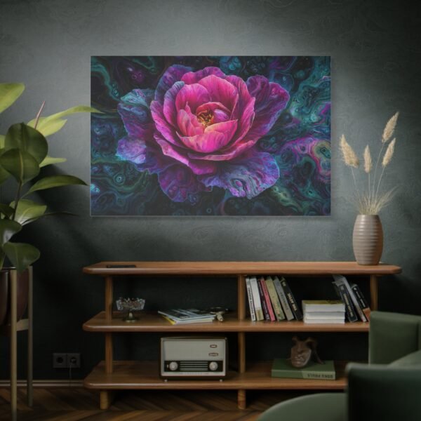 Floral Galaxy Canvas — Pink Peony Matte Stretched Wall Art - Image 5