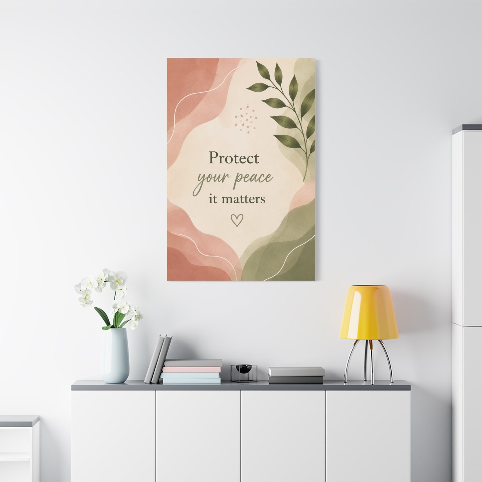 Protect Your Peace Canvas Wall Art — Inspirational Quote Matte Stretched Canvas - Image 1