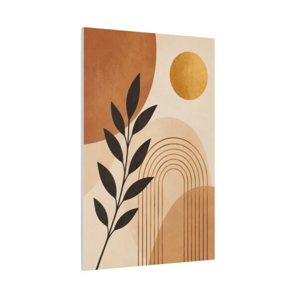 Abstract Boho Leaf Canvas Wall Art — Neutral Earth Tone Sun & Rainbow - Image 3