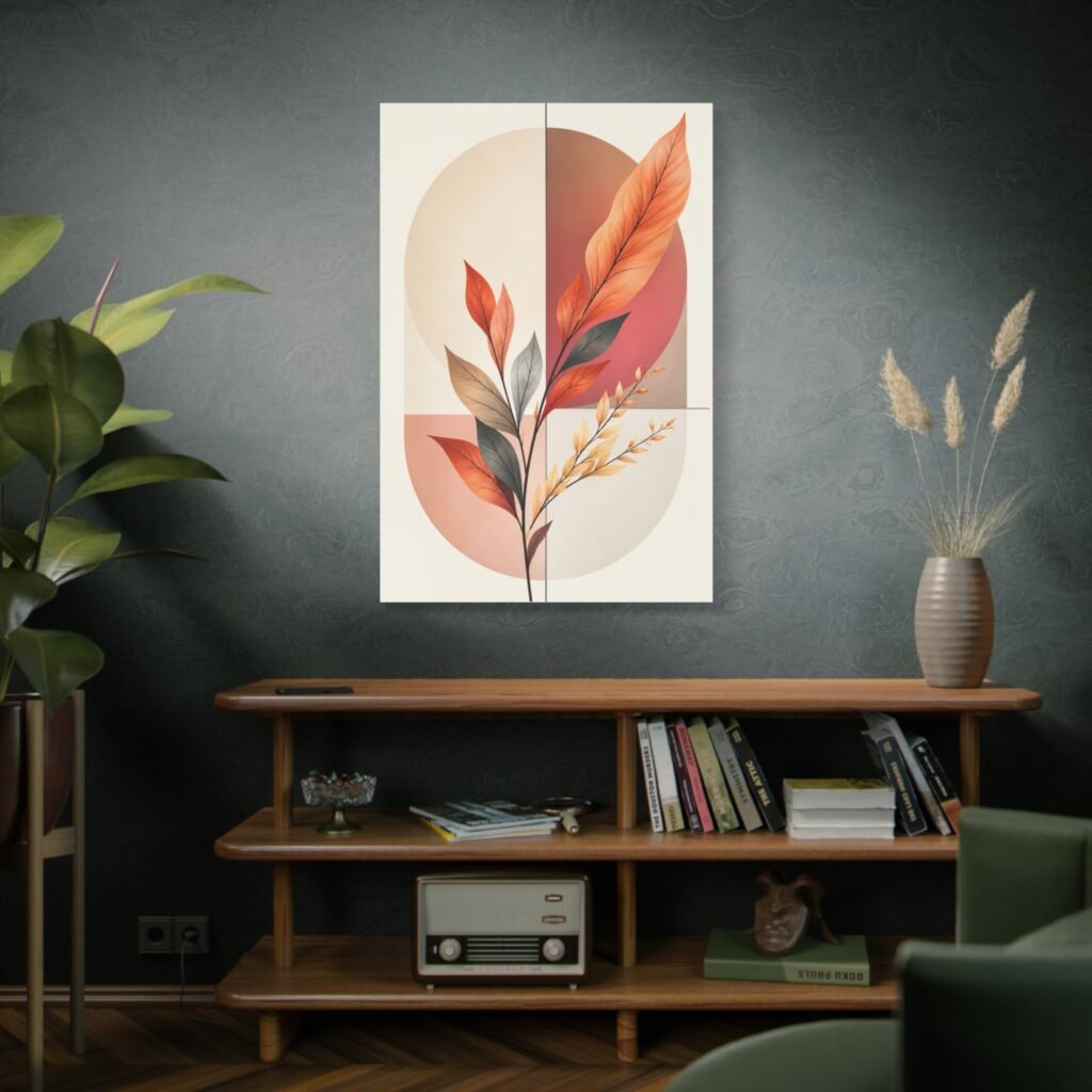 Botanical Abstract Canvas Art - Warm Earth Tones Stretched Print