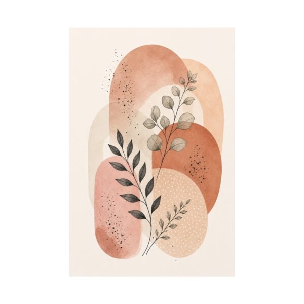 Botanical Abstract Canvas Wall Art — Terracotta Watercolor Leaves - Image 2