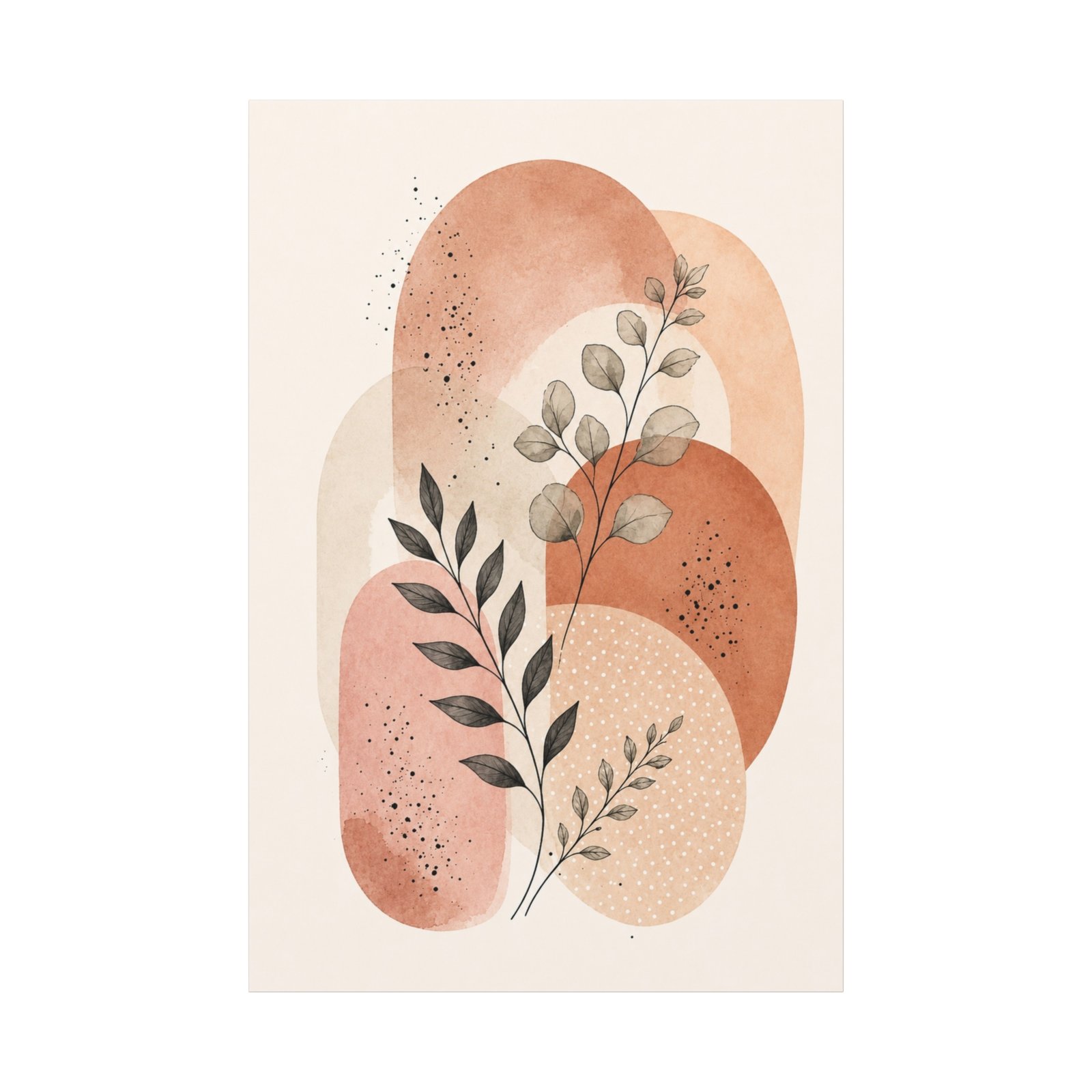 Botanical Abstract Canvas Wall Art — Terracotta Watercolor Leaves - Image 2