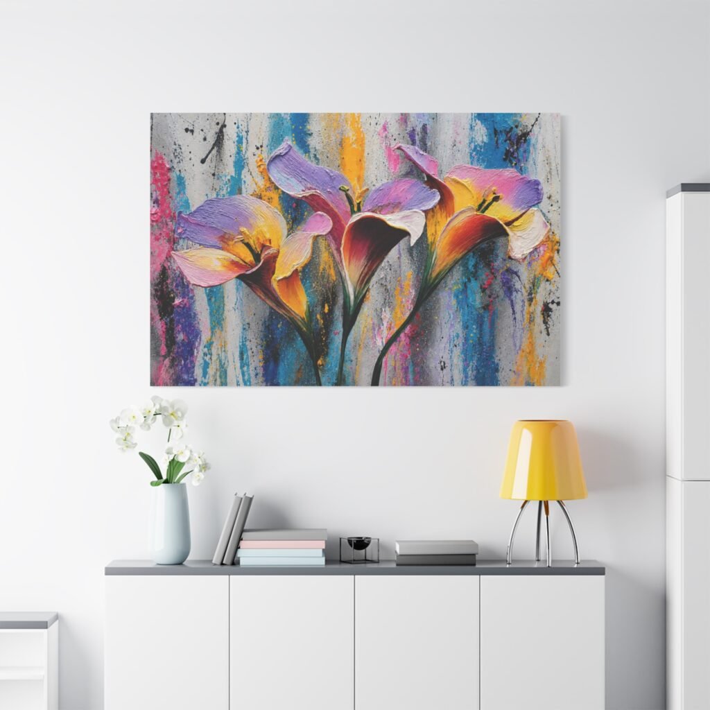 Colorful Calla Lily Canvas Wall Art — Vibrant Floral Matte Stretched Canvas