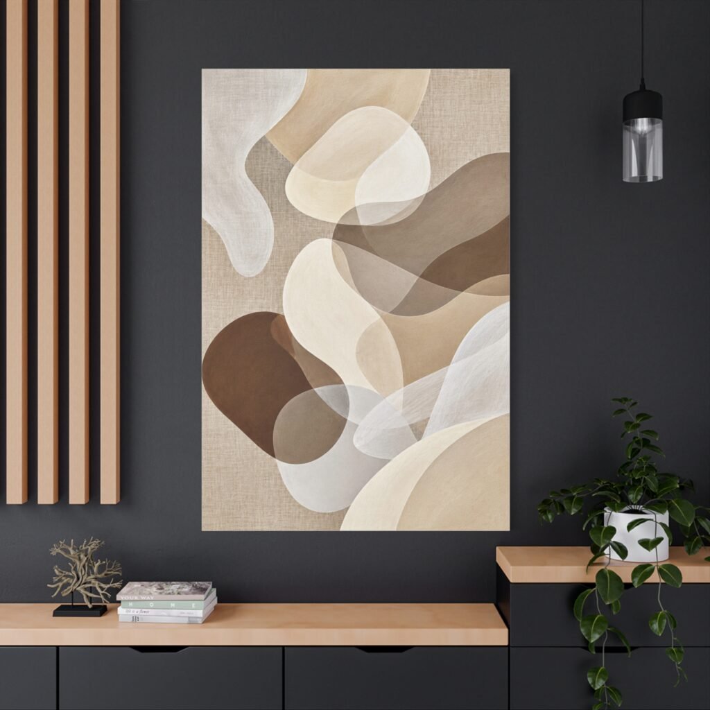 Abstract Neutral Tones Canvas Wall Art - Organic Shapes Matte Stretched Print