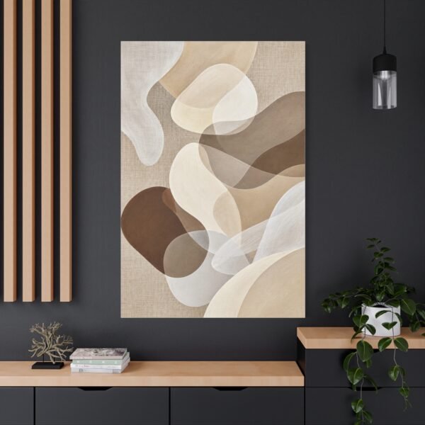 Abstract Neutral Tones Canvas Wall Art - Organic Shapes Matte Stretched Print - Image 4