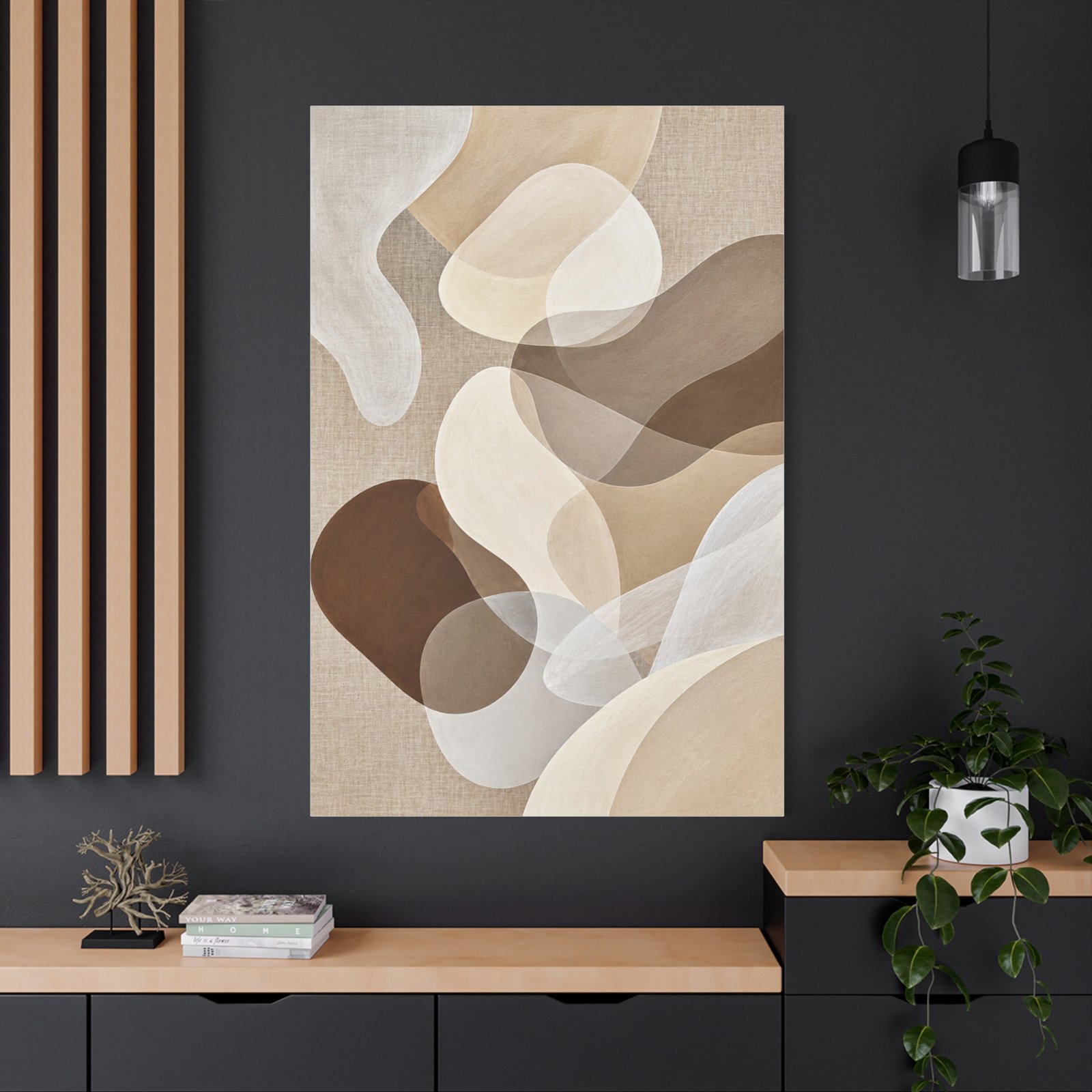 Abstract Neutral Tones Canvas Wall Art - Organic Shapes Matte Stretched Print - Image 4