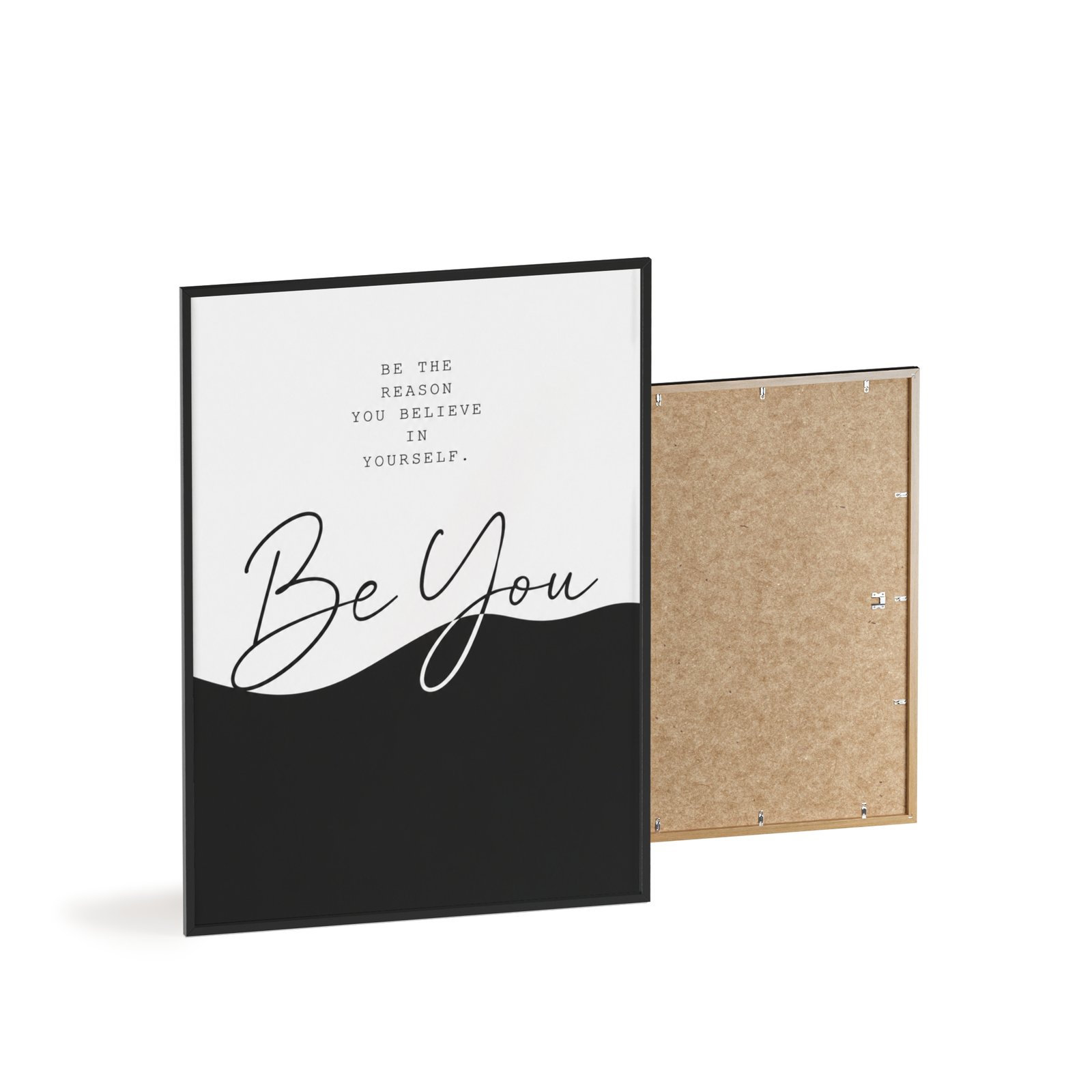 Be You Minimalist Motivational Poster with Wooden Frame — Inspirational Wall Art - Image 4