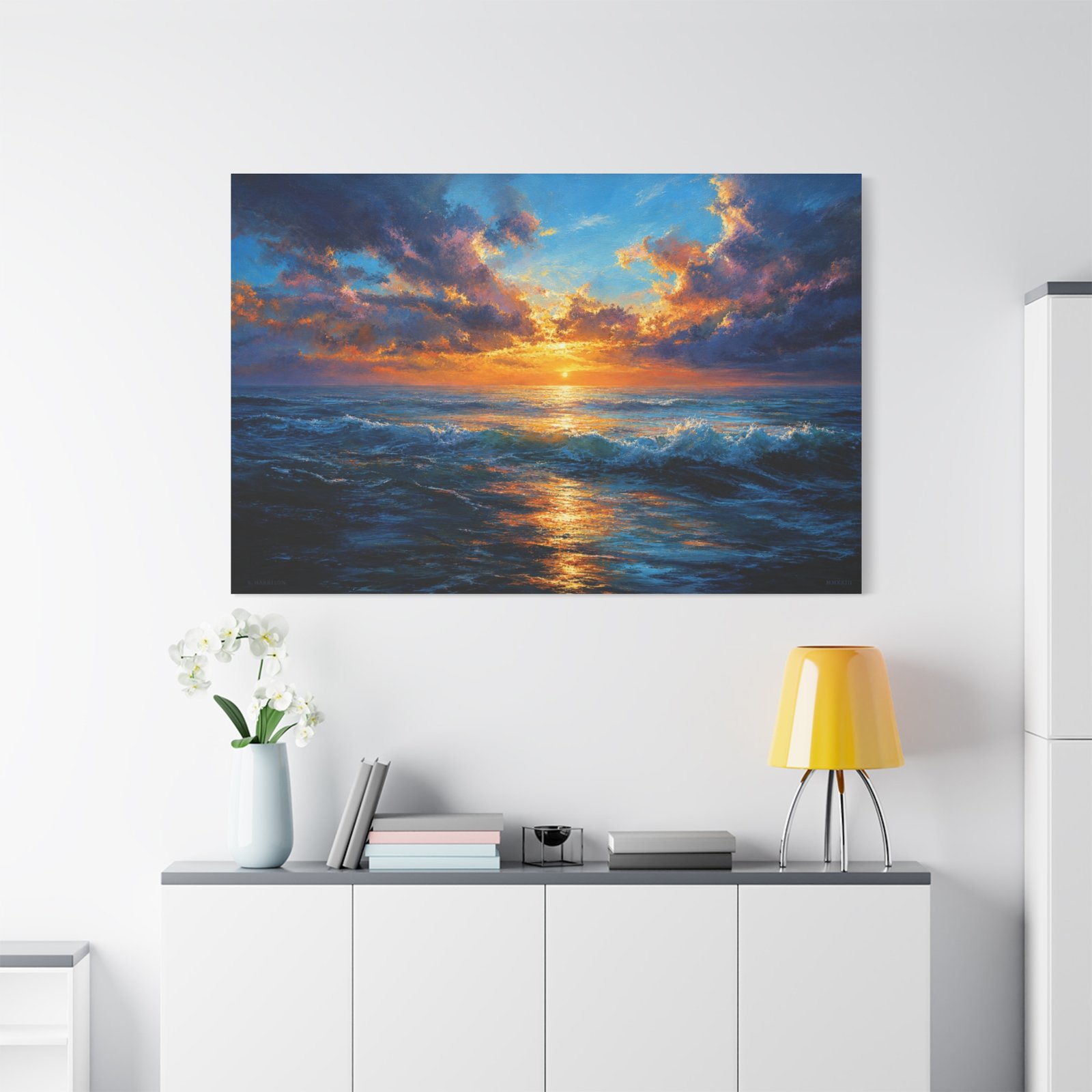 Ocean Sunset Canvas Print — Dramatic Seascape Matte Stretched Wall Art - Image 3
