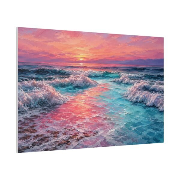 Sunset Ocean Canvas Print — Pink & Teal Seascape Matte Stretched Wall Art - Image 2