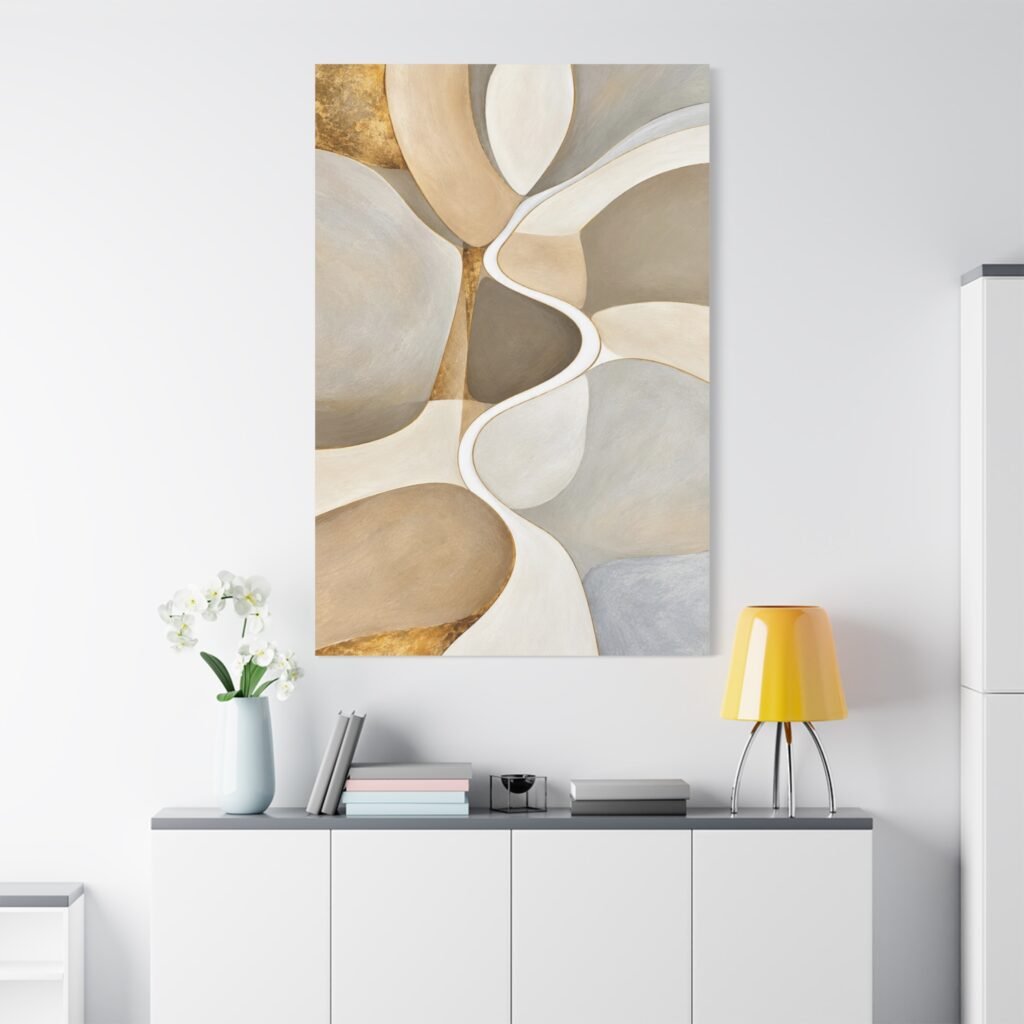 Abstract Neutral Tones Canvas Art — Organic Shapes Matte Stretched Print