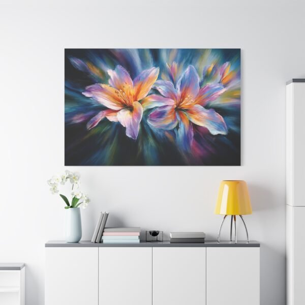 Floral Burst Matte Canvas Print — Colorful Lily Wall Art, Stretched 1.25" - Image 1