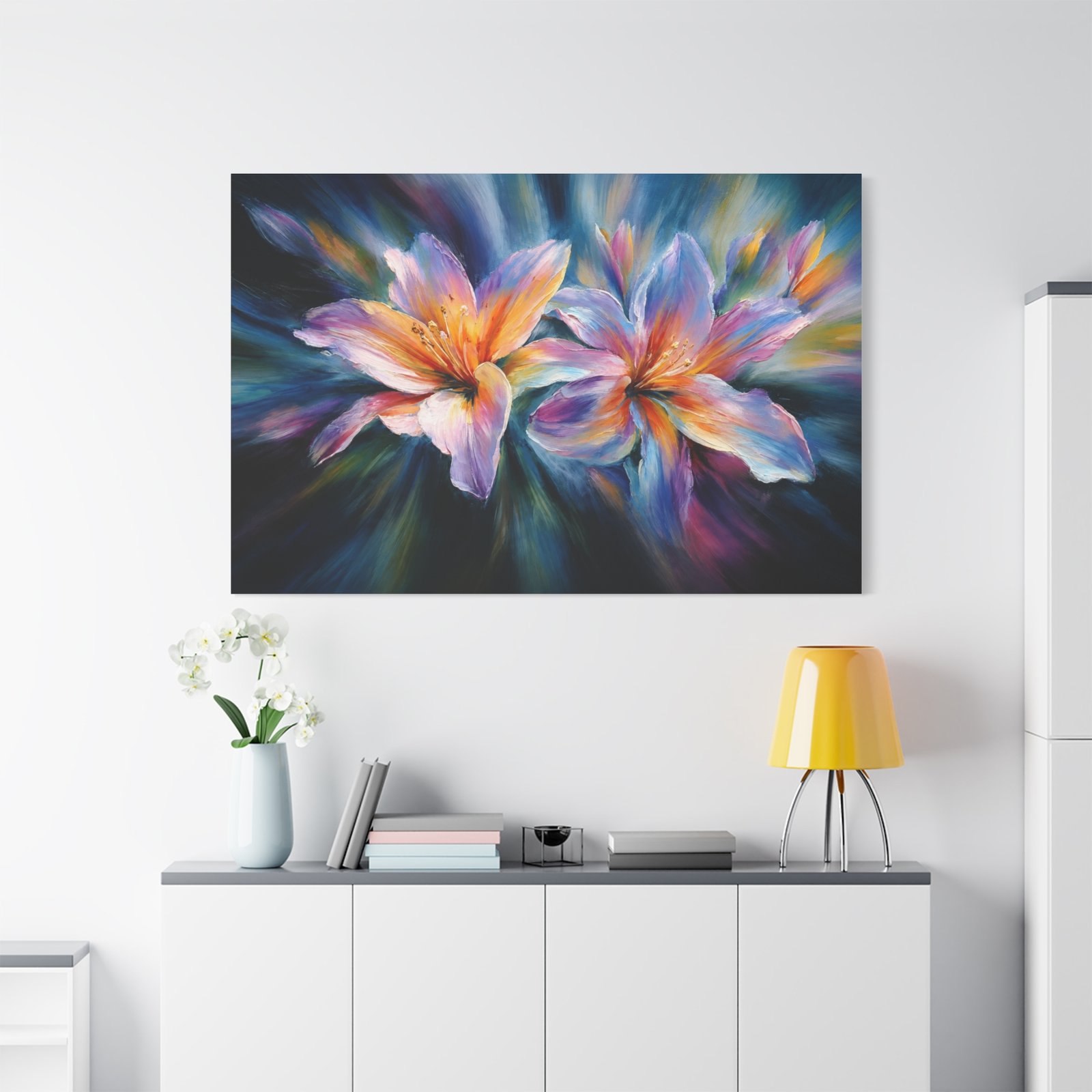 Floral Burst Matte Canvas Print — Colorful Lily Wall Art, Stretched 1.25" - Image 1