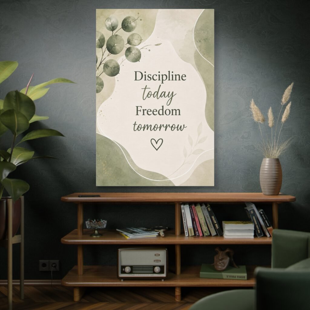 Discipline Today Freedom Tomorrow – Inspirational Matte Canvas Wall Art