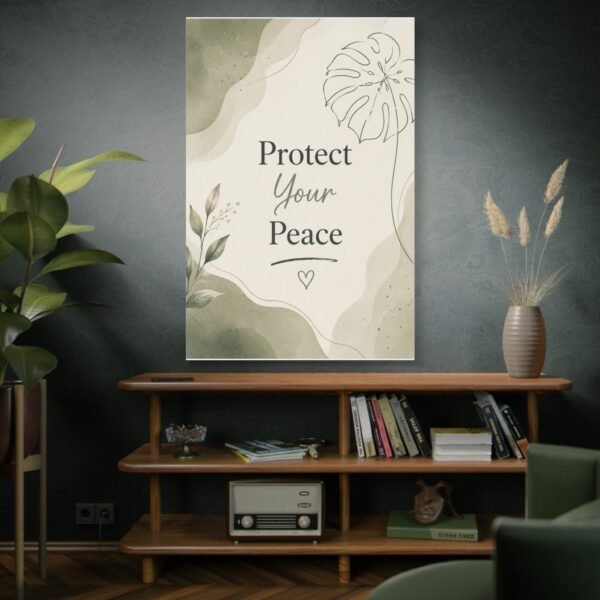 Protect Your Peace Matte Canvas Wall Art — Botanical Self-Care Quote - Image 5