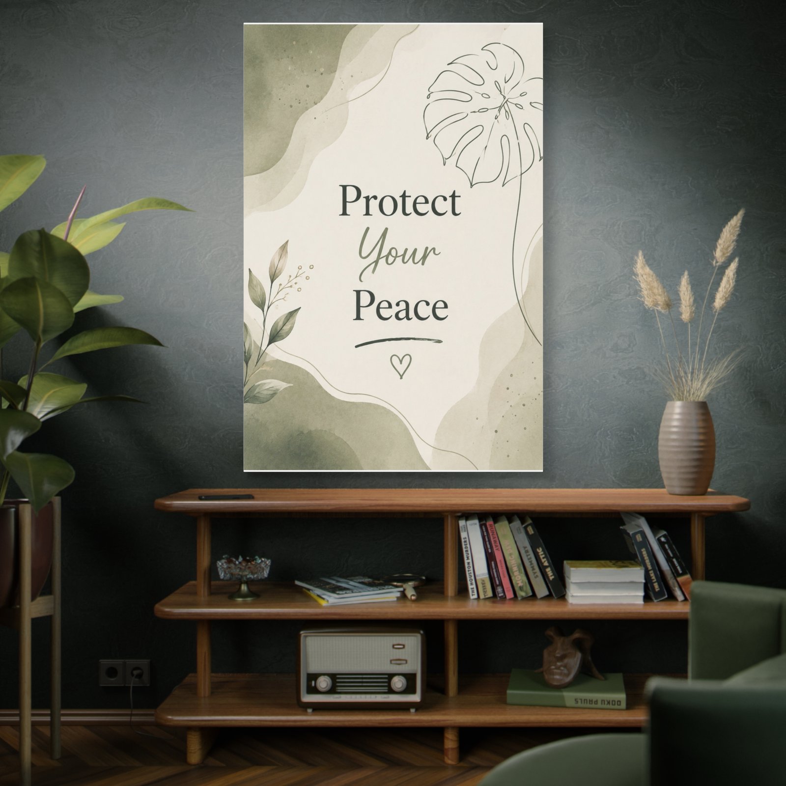 Protect Your Peace Matte Canvas Wall Art — Botanical Self-Care Quote - Image 5