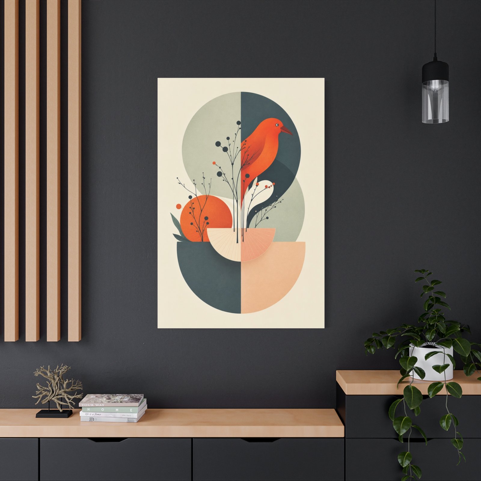 Abstract Botanical Canvas Wall Art — Modern Mid-Century Plant Print - Image 4