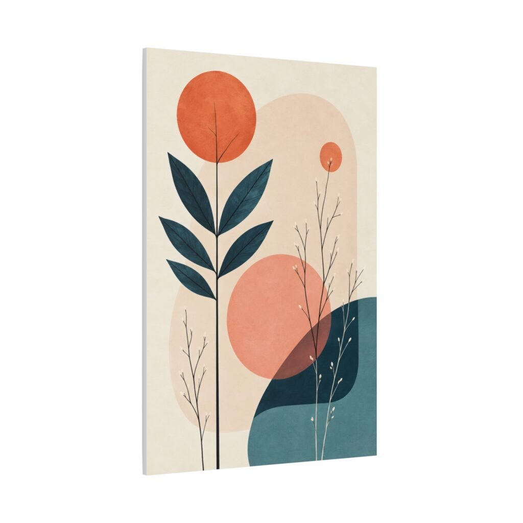 Abstract Botanical Canvas Wall Art — Modern Minimal Floral Print, Matte Stretched 1.25"