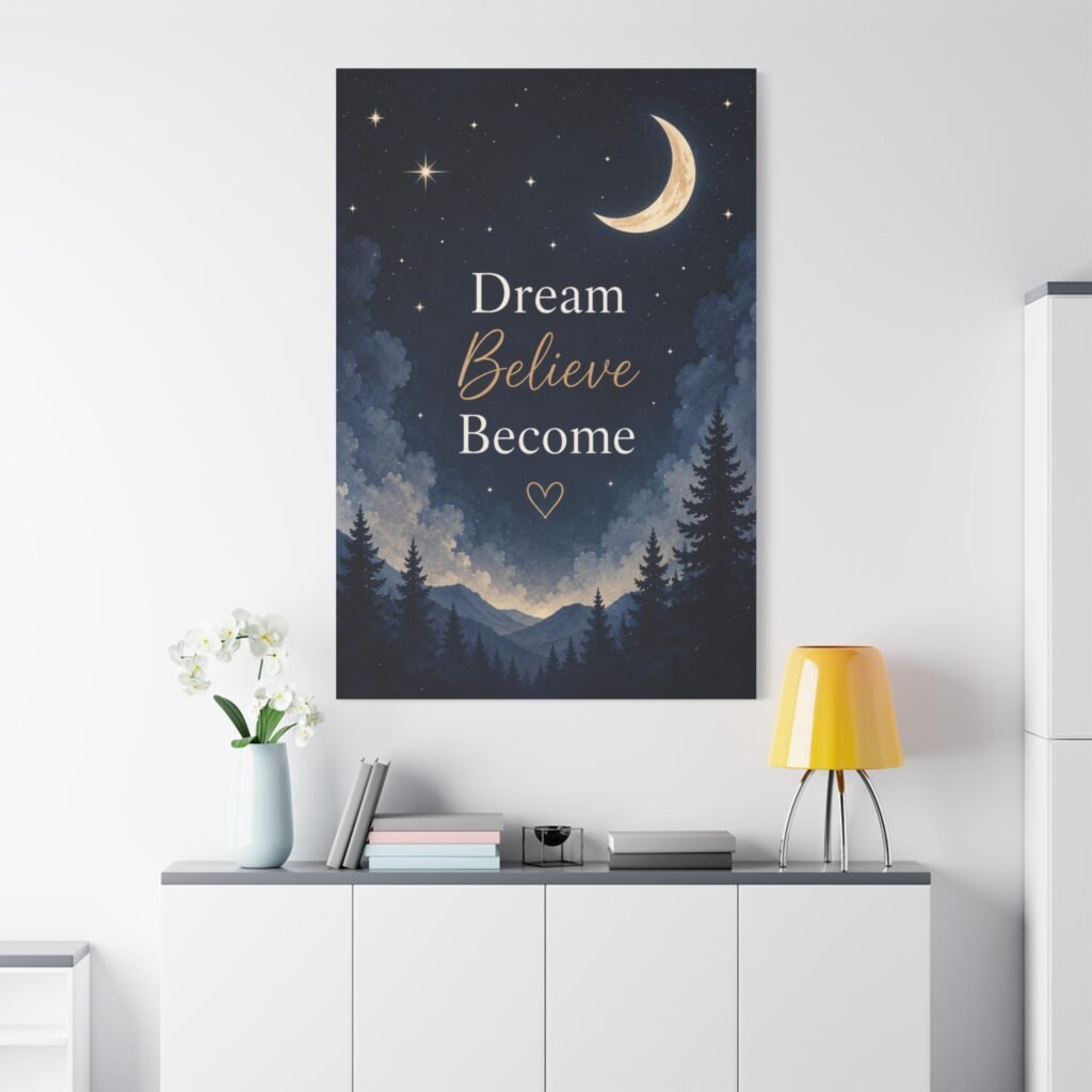 Dream Believe Become Night Sky Canvas