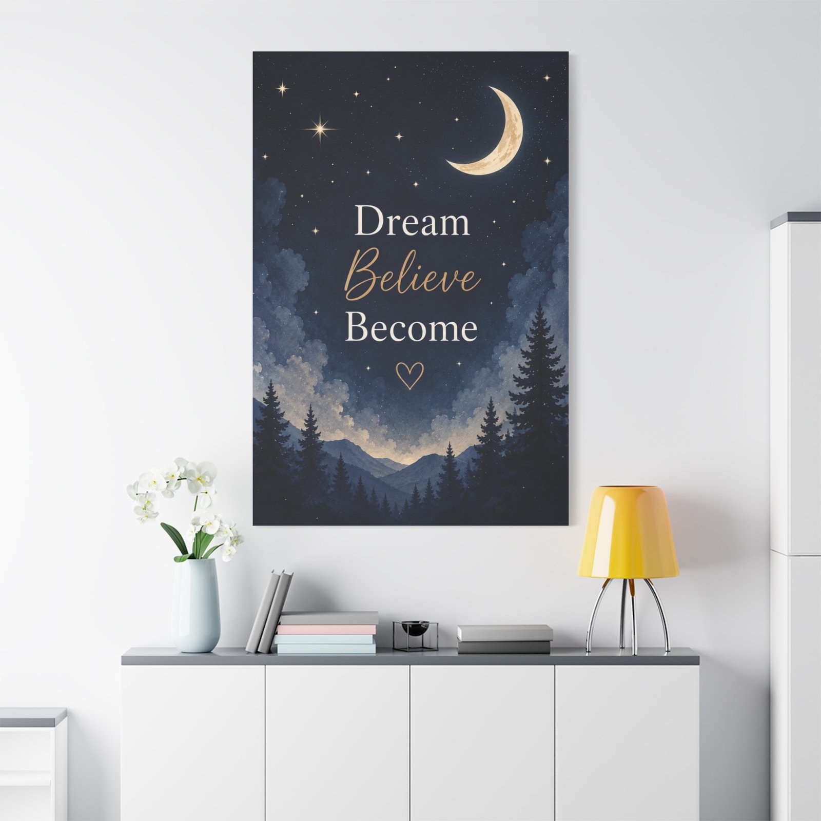 Dream Believe Become Night Sky Canvas - Image 1