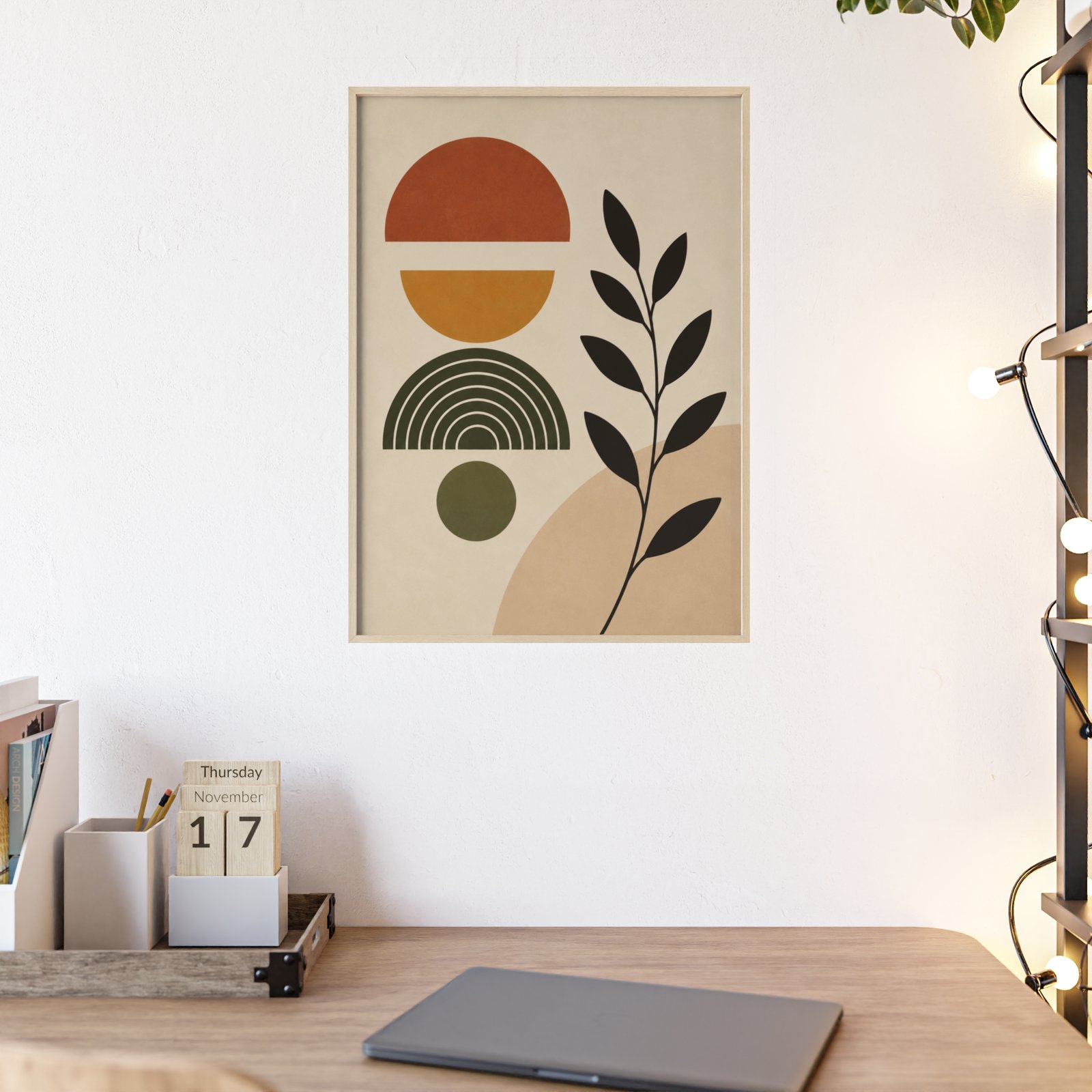 Boho Poster with Wooden Frame — Midcentury Earth Tone Wall Art - Image 4