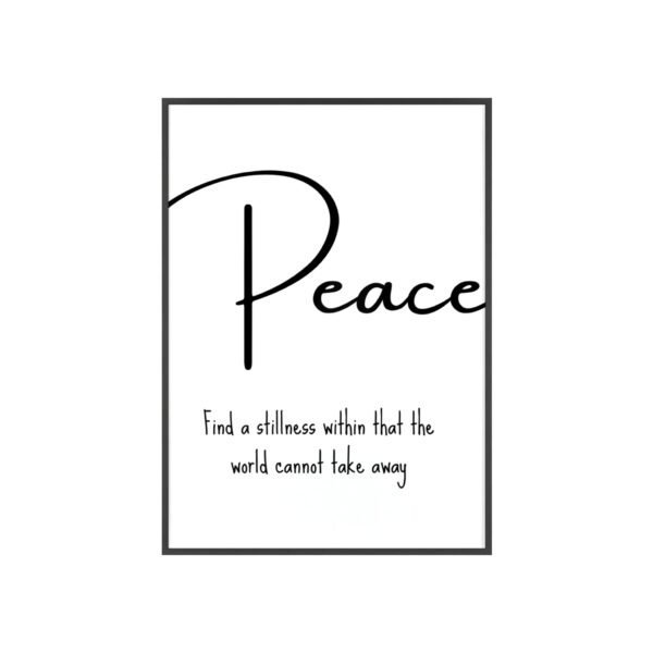 Peace Wooden Frame Poster — Minimalist Inspirational Wall Art with Quote - Image 1