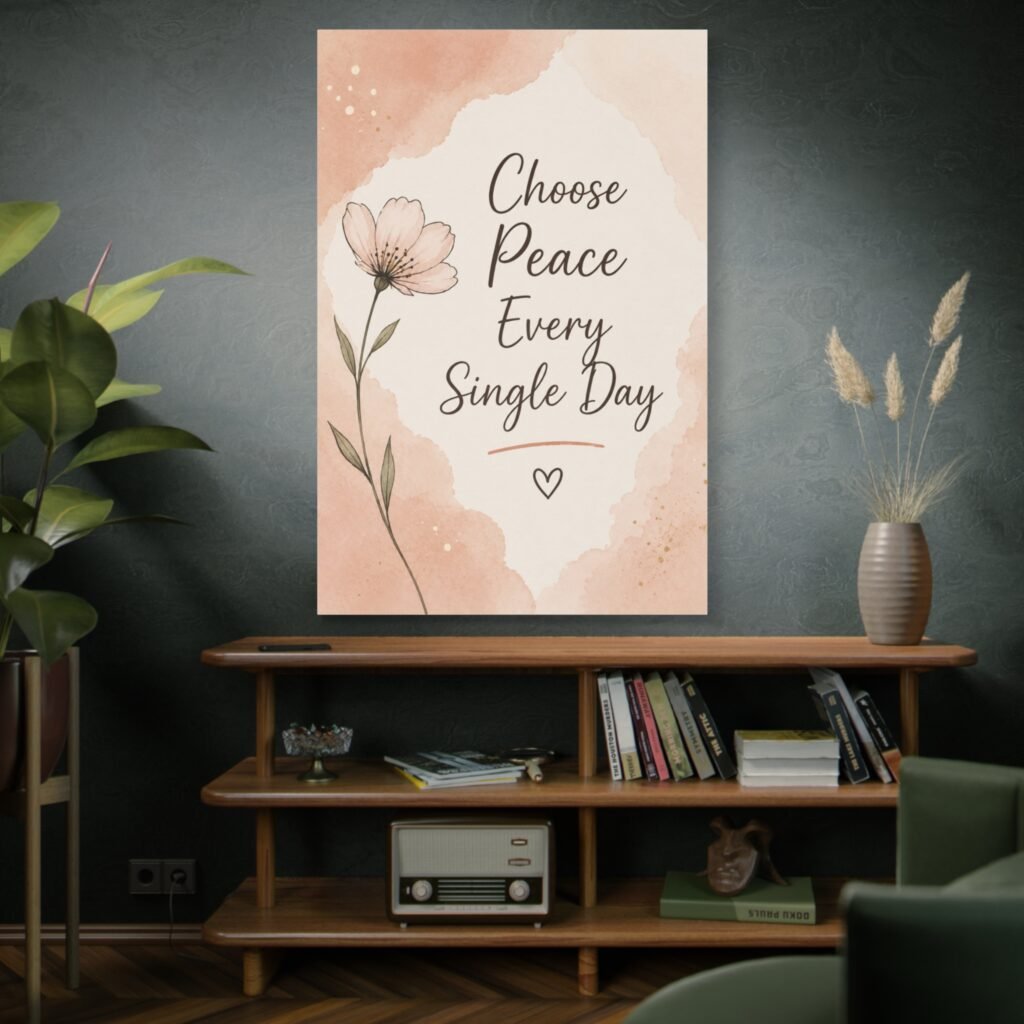 Choose Peace Every Single Day Canvas Wall Art — Inspirational Floral Quote