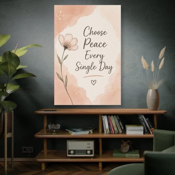 Choose Peace Every Single Day Canvas Wall Art — Inspirational Floral Quote - Image 5