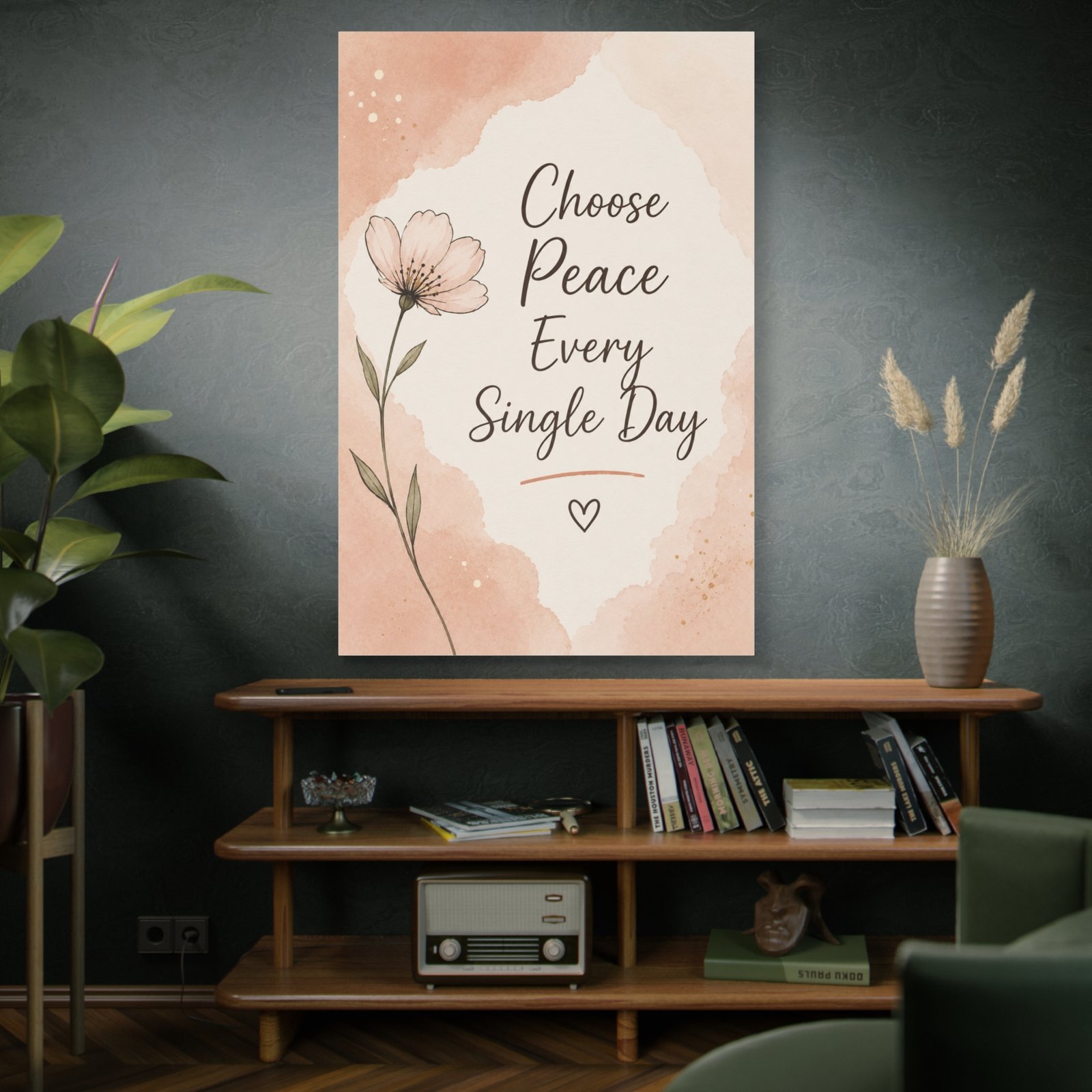 Choose Peace Every Single Day Canvas Wall Art — Inspirational Floral Quote - Image 5