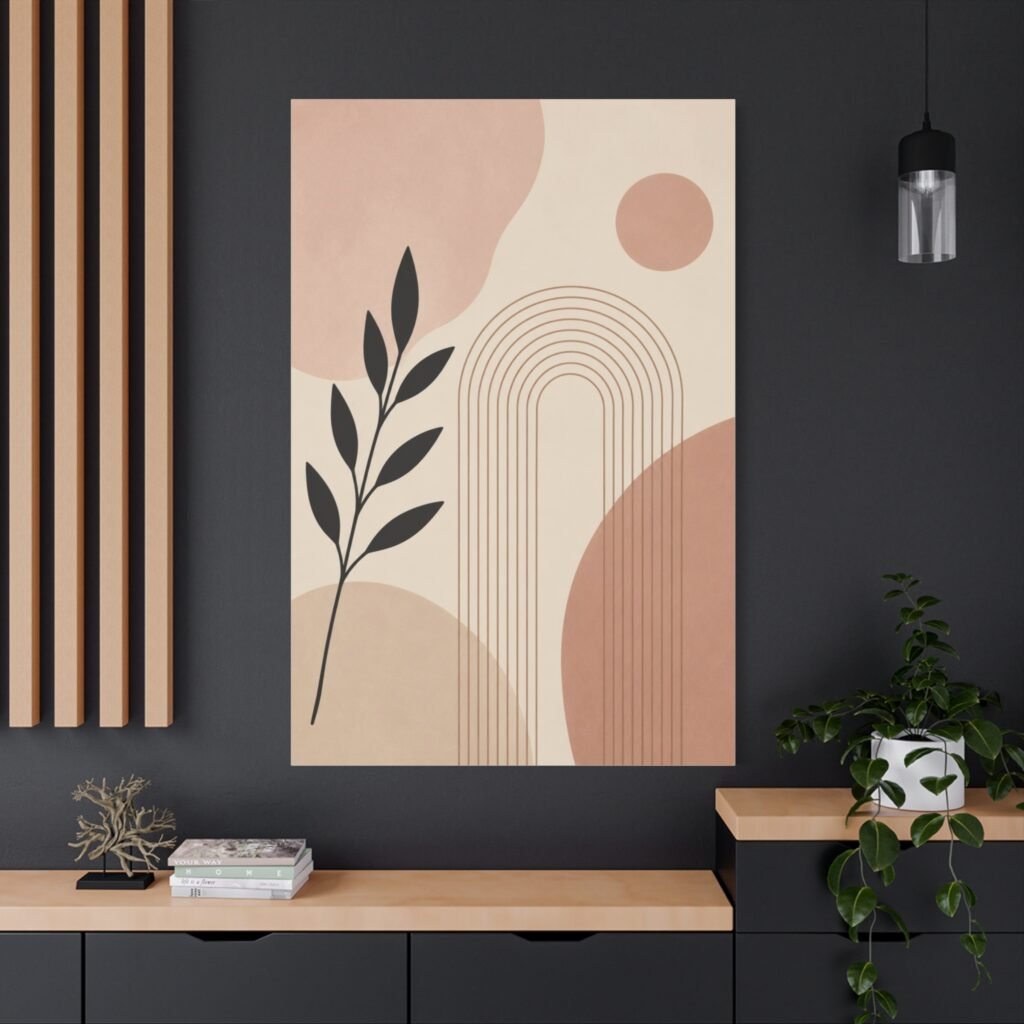 Abstract Earth Tone Canvas Wall Art — Minimal Botanical Rainbow Print