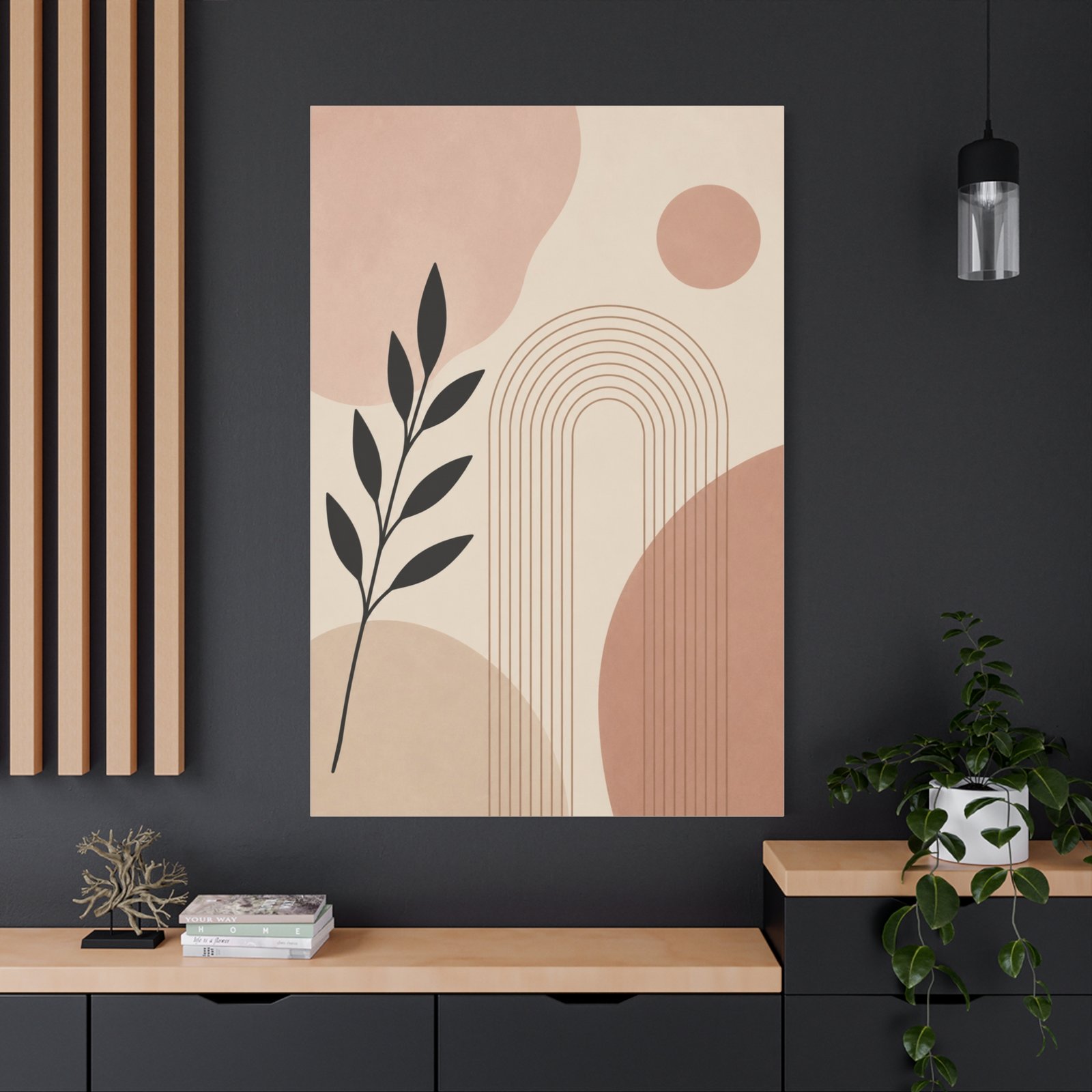Abstract Earth Tone Canvas Wall Art — Minimal Botanical Rainbow Print - Image 4