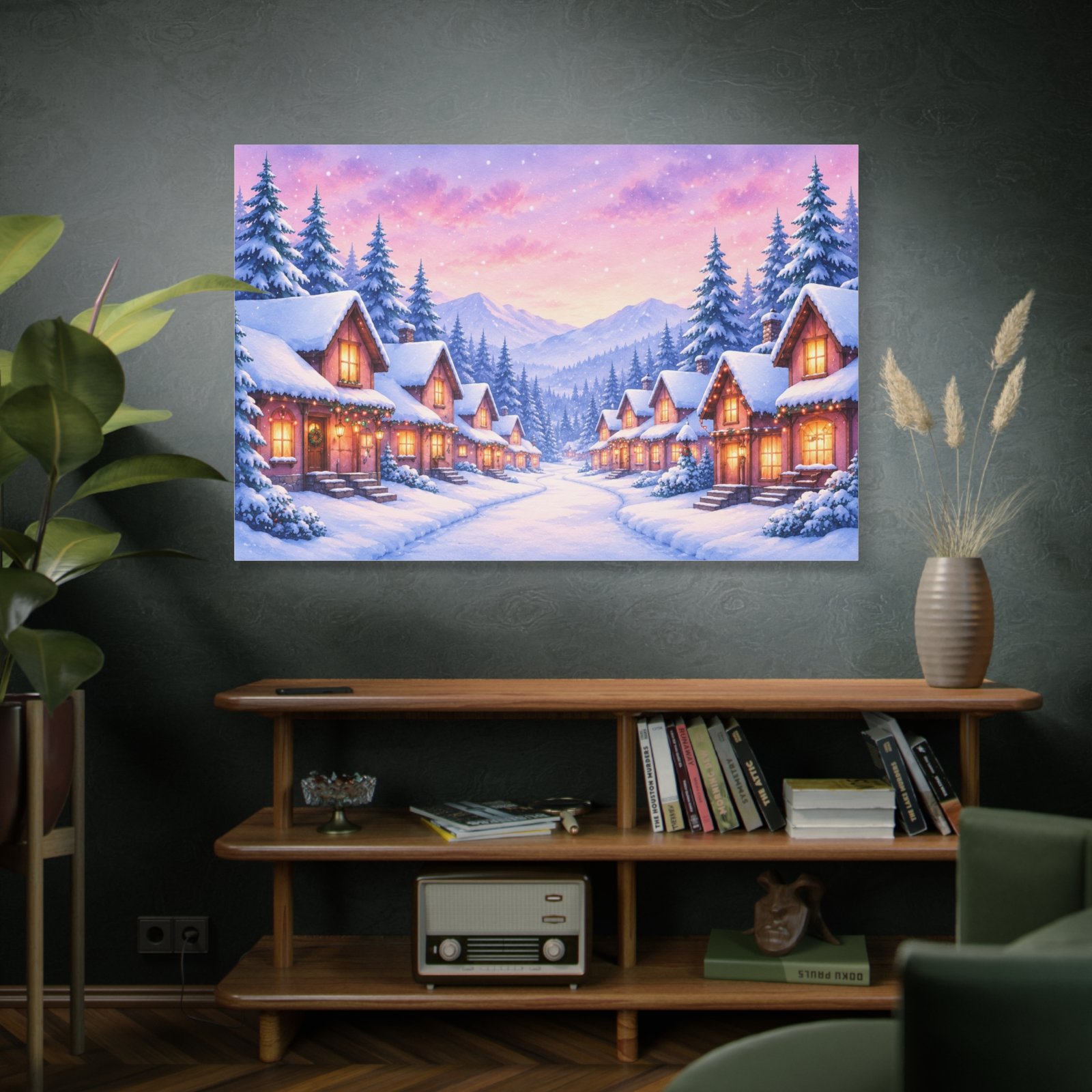Winter Village Canvas Print — Snowy Cabin Holiday Wall Art - Image 5