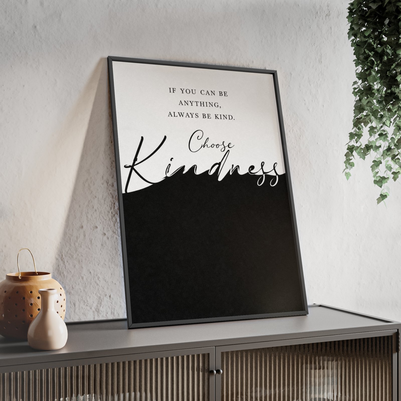 Choose Kindness Framed Poster — Minimalist Black & White Inspirational Wall Art - Image 2