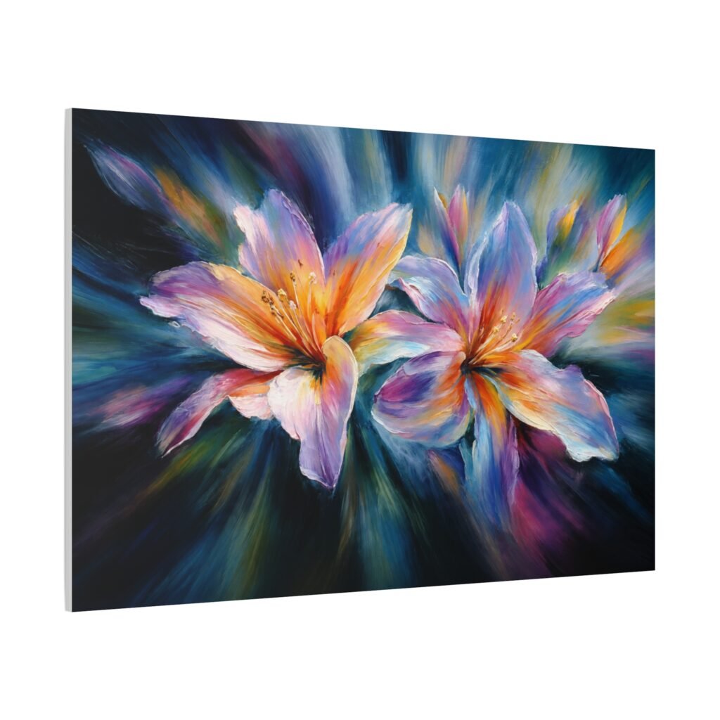 Floral Burst Matte Canvas Print — Colorful Lily Wall Art, Stretched 1.25"