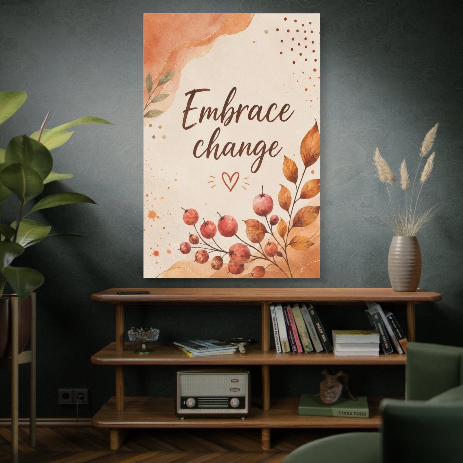 Embrace Change Fall Canvas Wall Art - Inspirational Quote Matte Stretched Canvas - Image 5