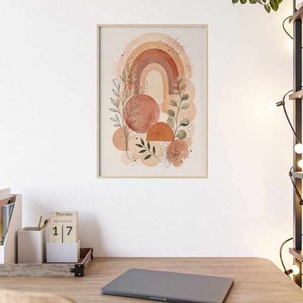 Framed Boho Rainbow Wall Art Poster — Earth Tone Abstract Botanical Print - Image 2