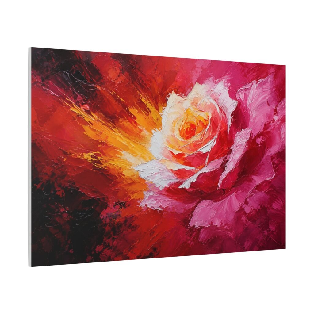 Abstract Rose Explosion Matte Canvas Wall Art - Vibrant Floral Painting
