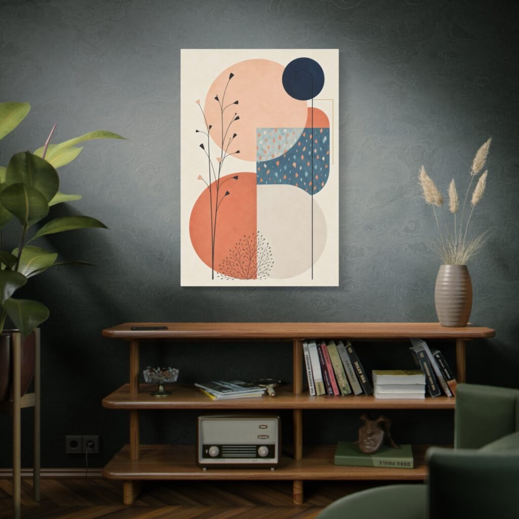 Modern Abstract Canvas Wall Art — Mid-Century Geometric Matte Print