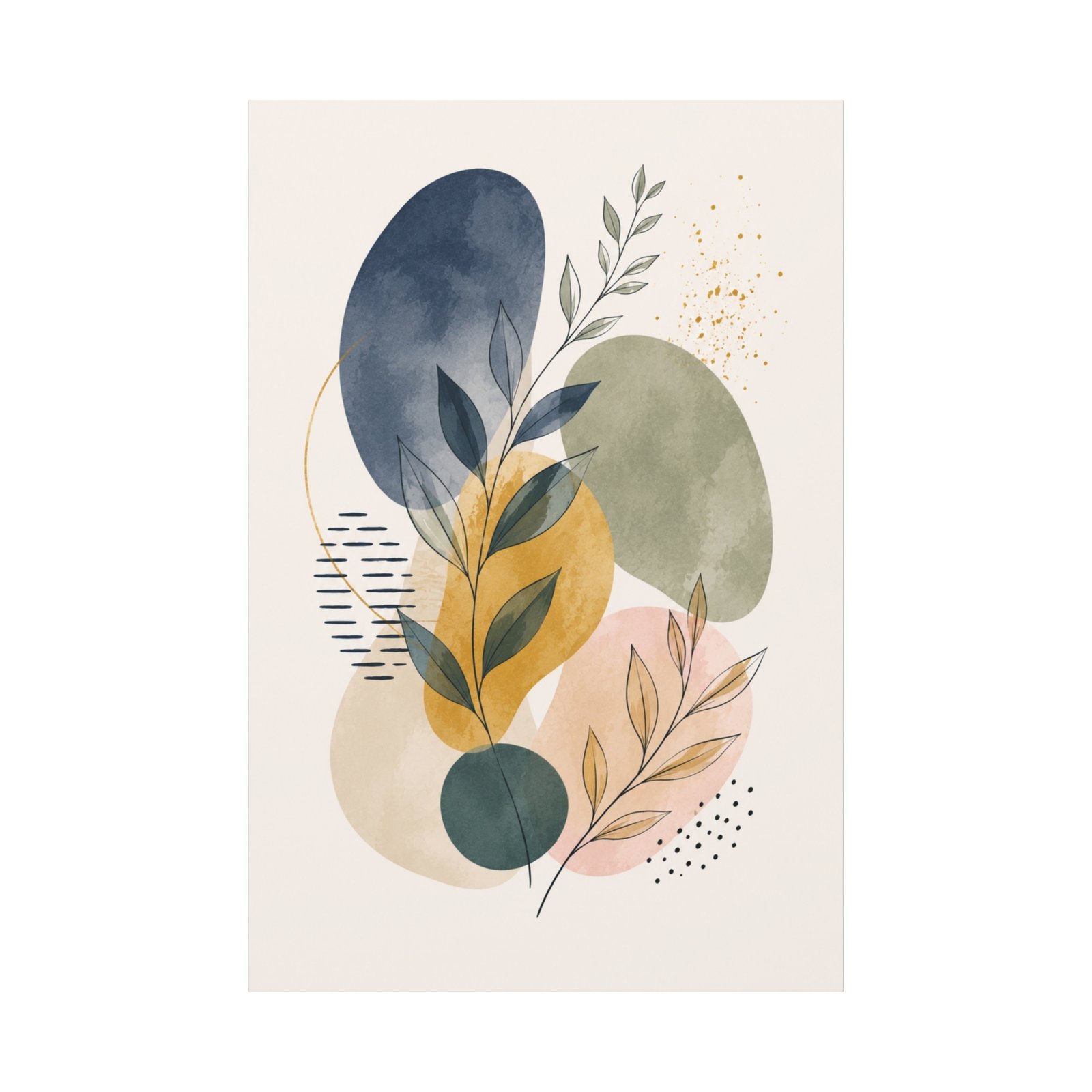 Abstract Botanical Canvas Wall Art – Modern Neutral Organic Shapes (Matte Stretched) - Image 2