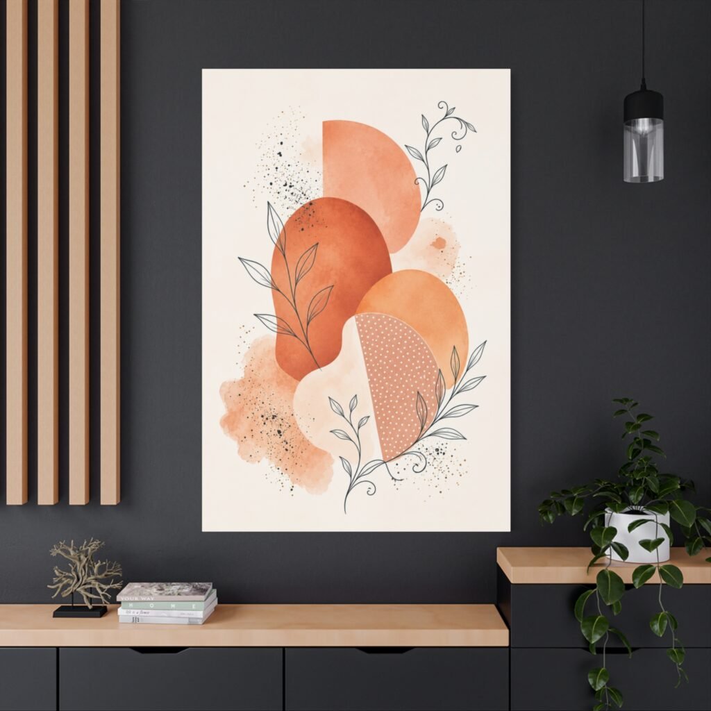 Abstract Terracotta Shapes Canvas Art - Modern Botanical Wall Decor