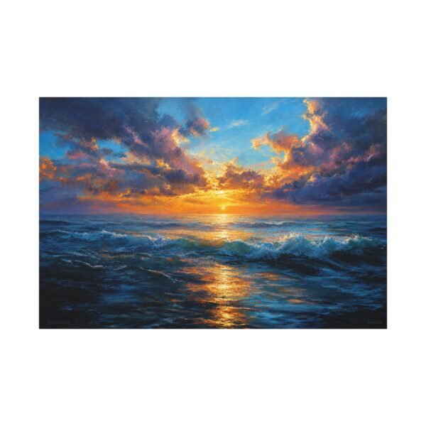 Ocean Sunset Canvas Print — Dramatic Seascape Matte Stretched Wall Art - Image 1