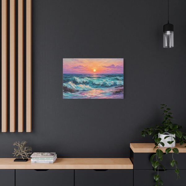 Sunset Ocean Waves Matte Canvas Print — Seaside Beach Wall Art - Image 20