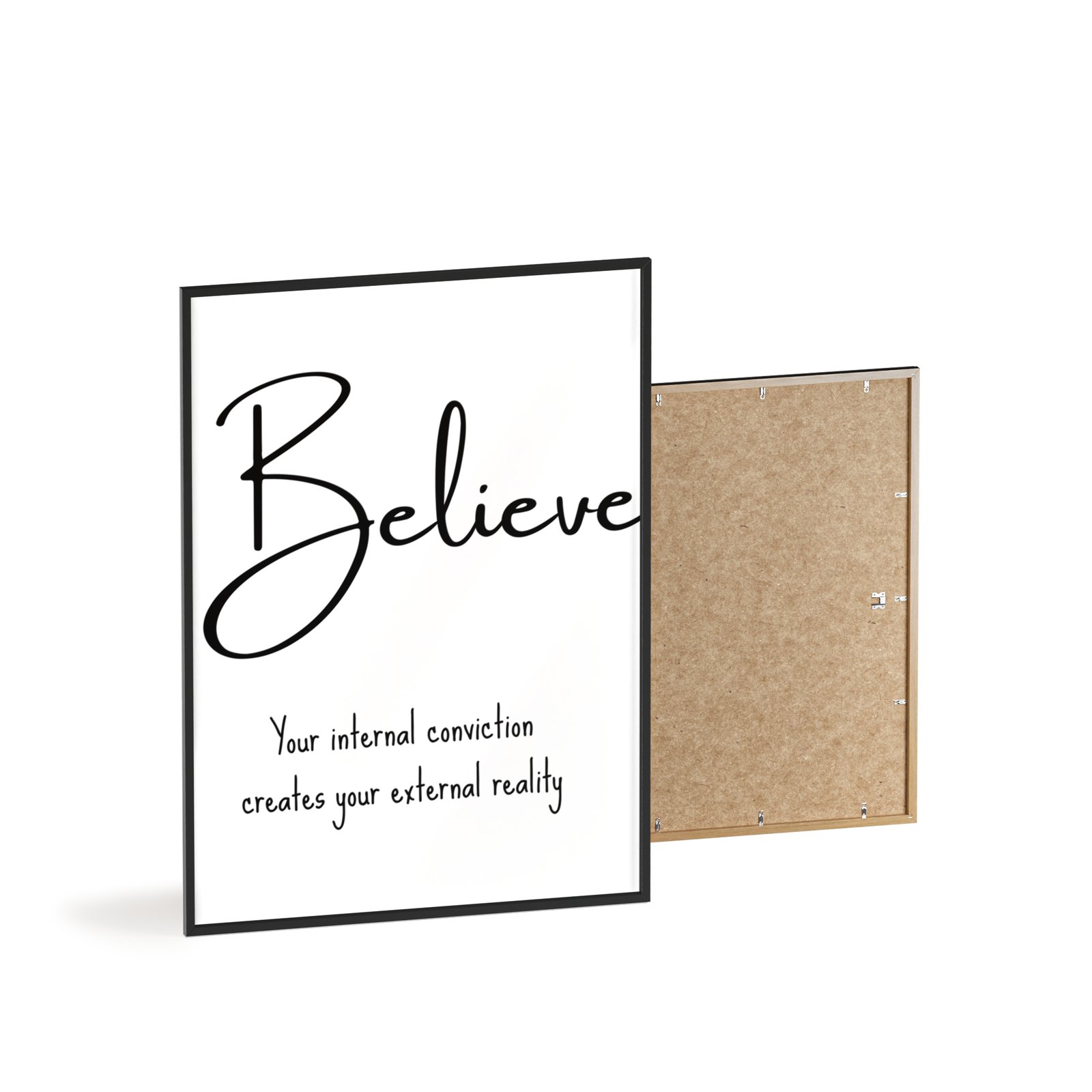 Believe Inspirational Poster with Wooden Frame — Motivational Wall Art - Image 4