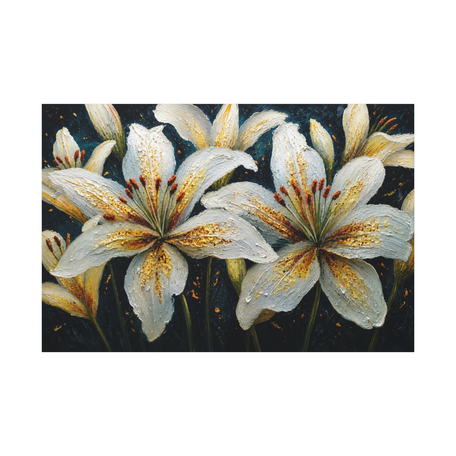 White Lily Floral Canvas Wall Art - Matte Stretched 1.25" - Image 2
