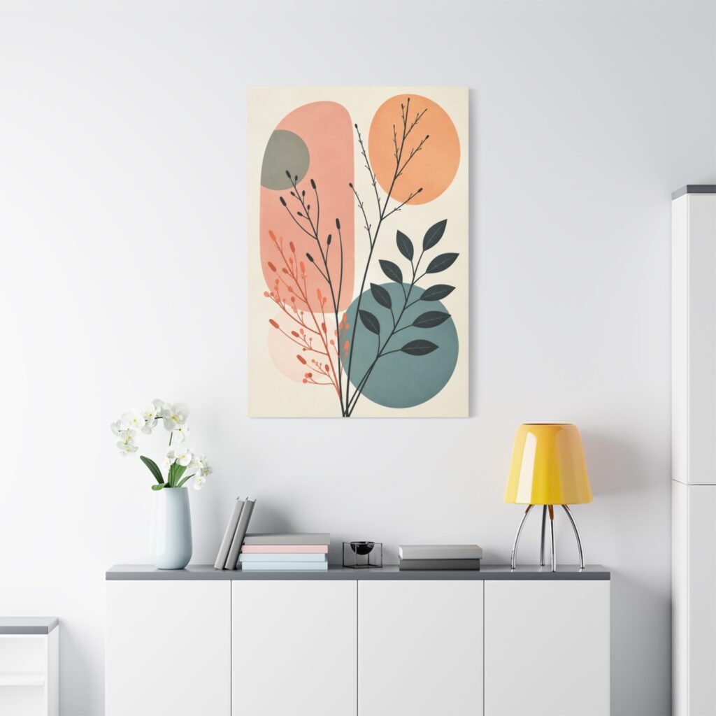 Abstract Botanical Canvas Wall Art — Midcentury Modern Plant Print