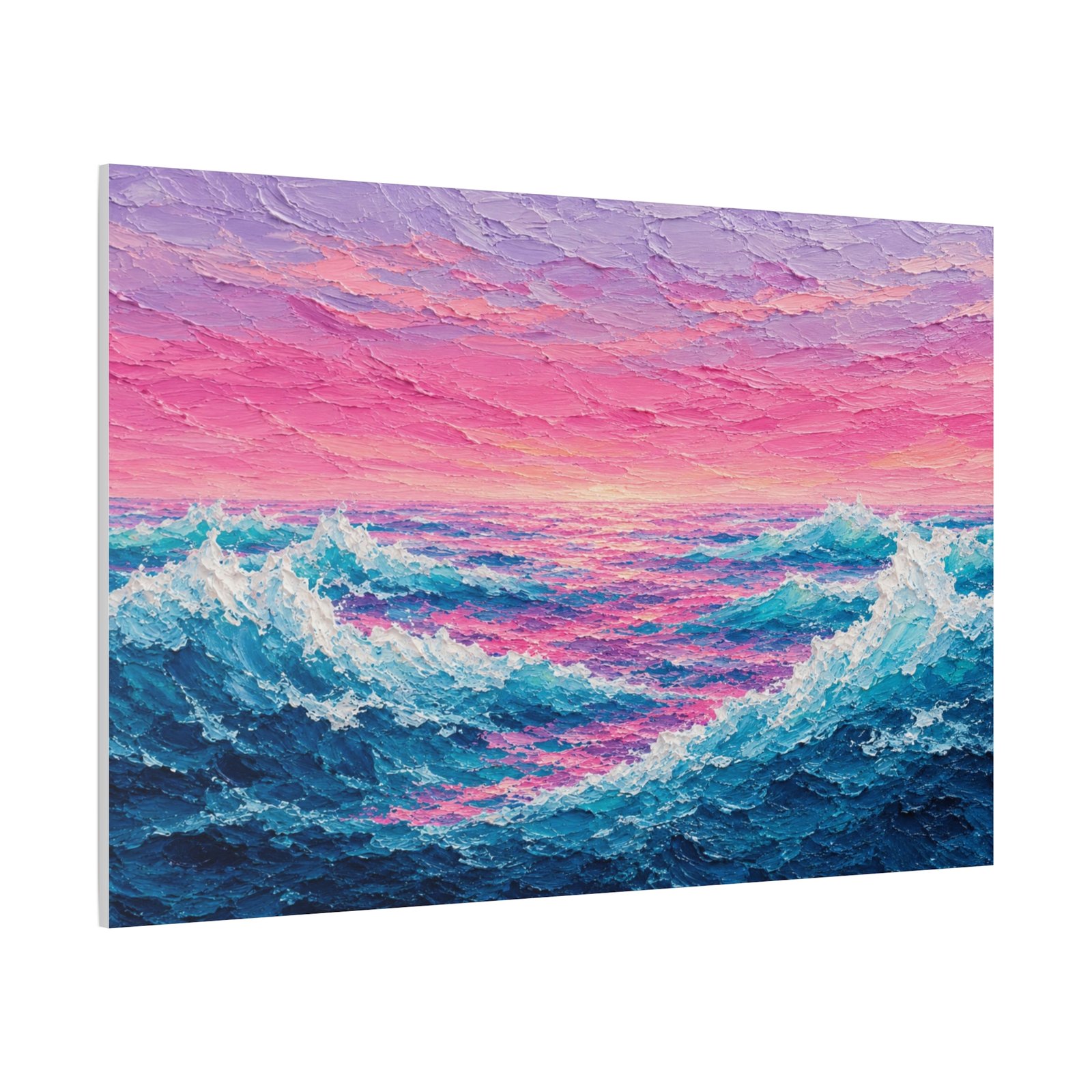 Ocean Sunset Canvas Wall Art — Pink & Teal Seascape Matte Stretched Canvas - Image 2