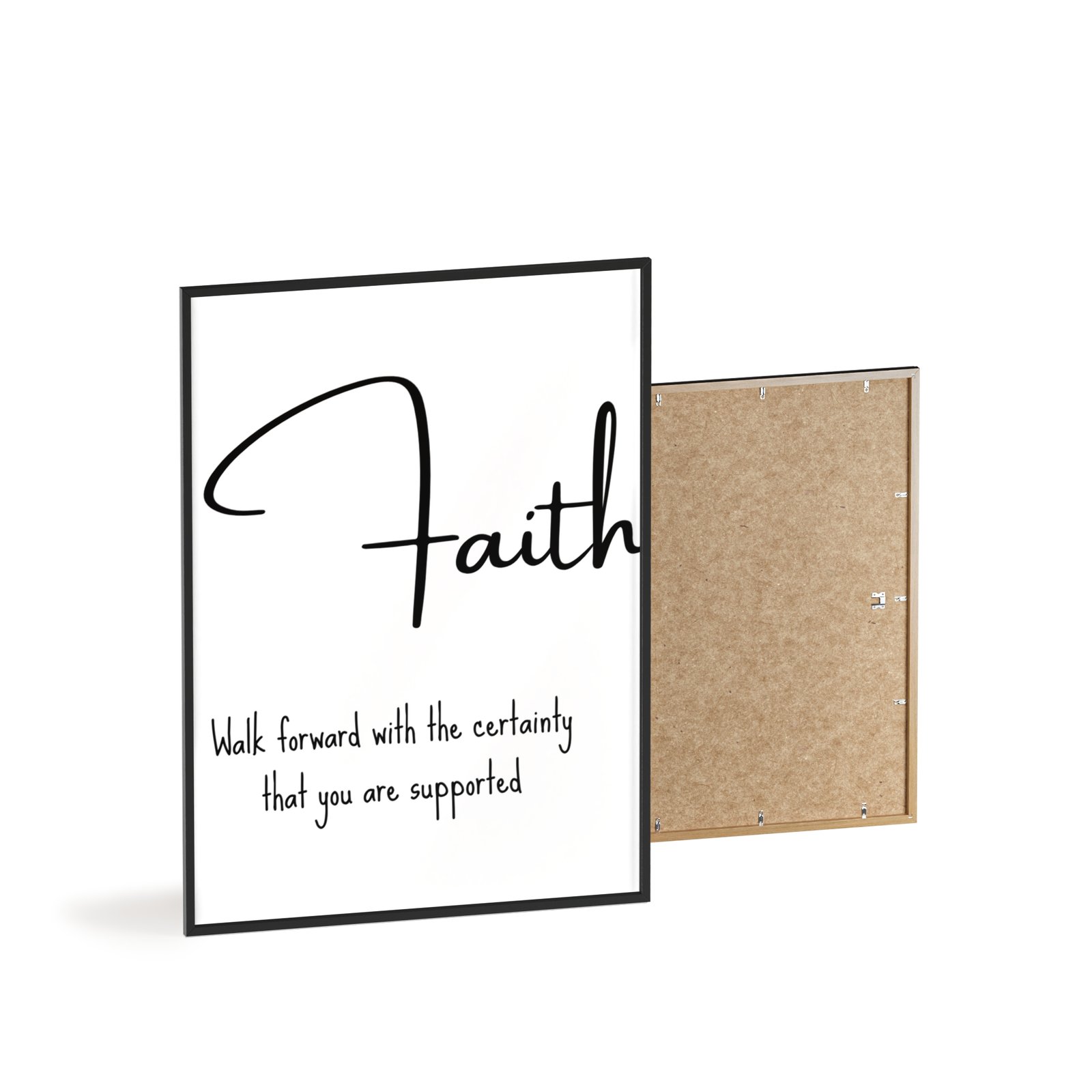 Faith Inspirational Wall Poster with Wooden Frame — "Walk forward with the certainty that you are supported" - Image 4
