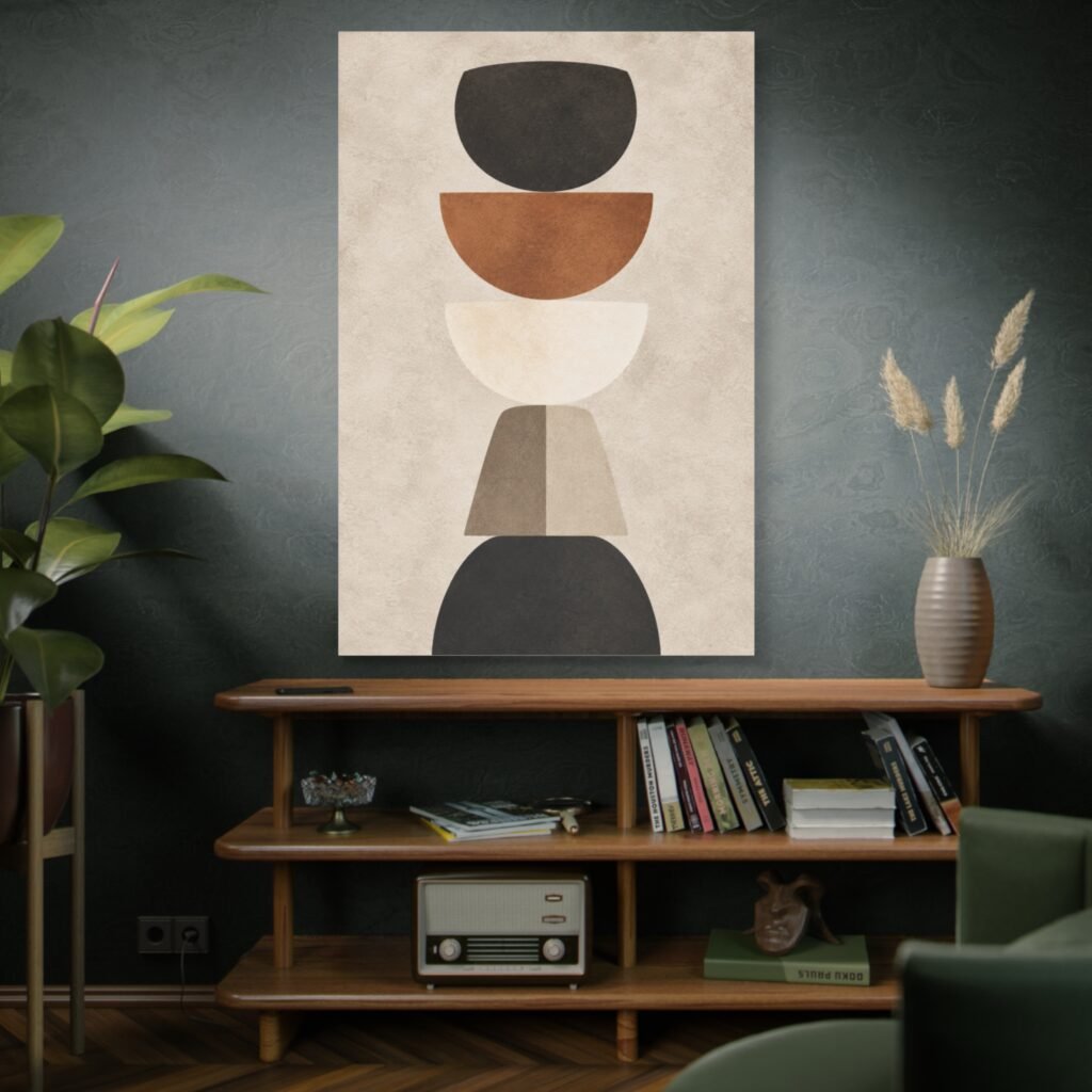 Abstract Earth Tone Stacked Shapes Canvas