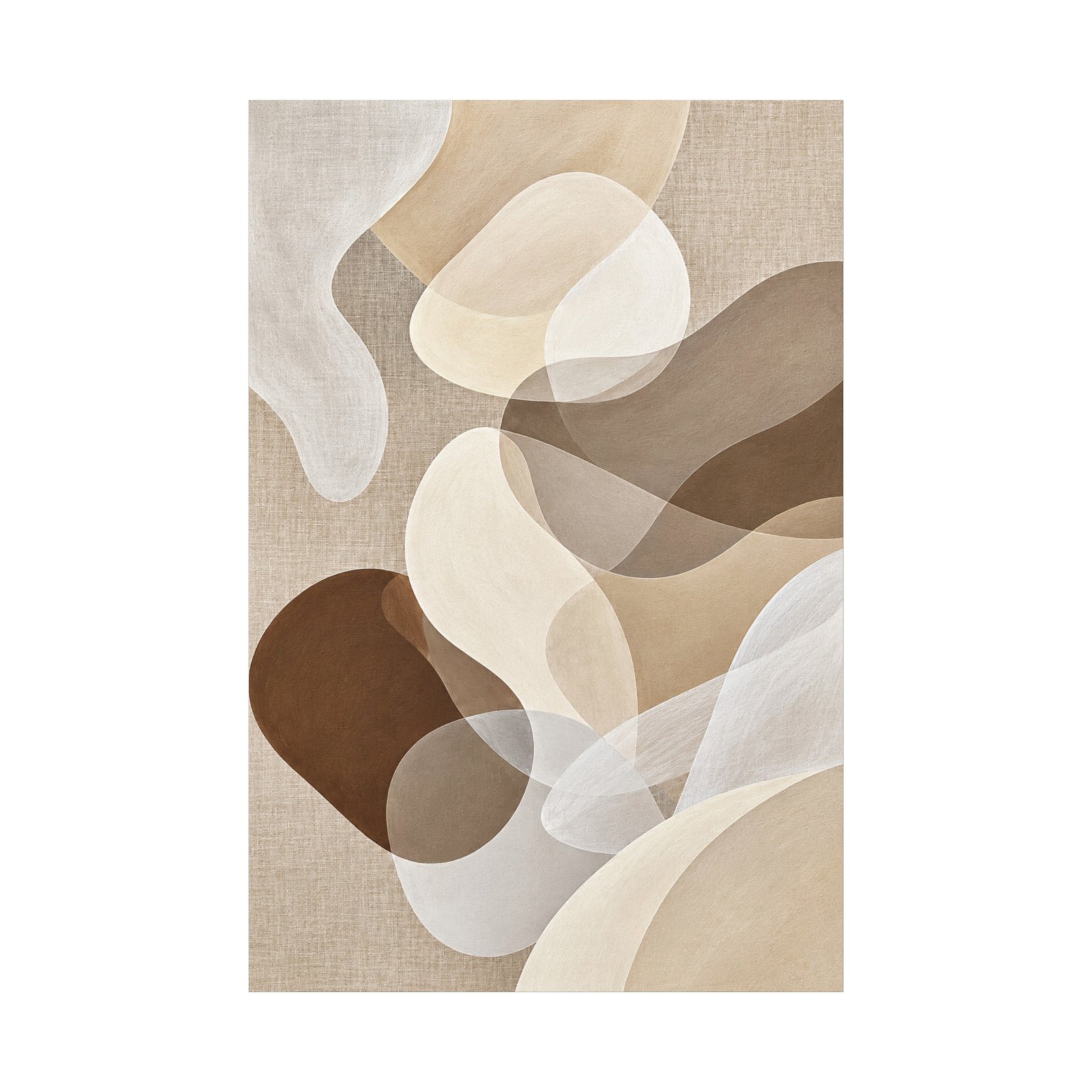 Abstract Neutral Tones Canvas Wall Art - Organic Shapes Matte Stretched Print - Image 2