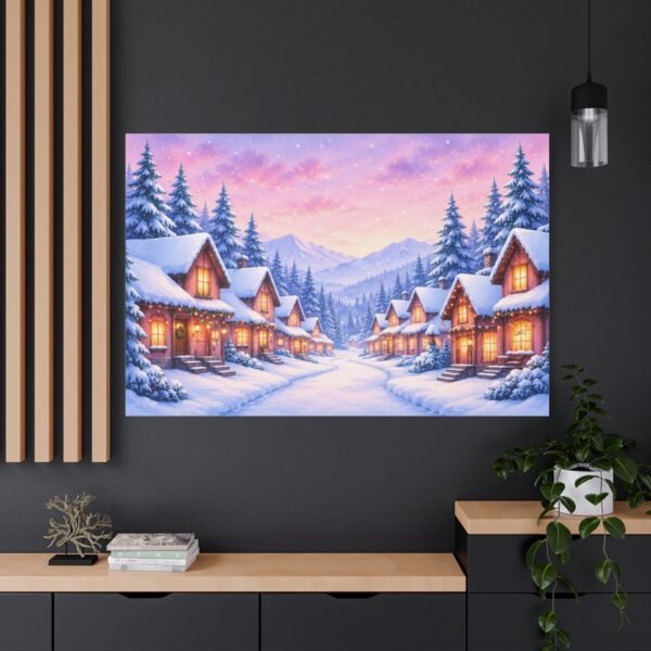 Winter Village Canvas Print — Snowy Cabin Holiday Wall Art - Image 4